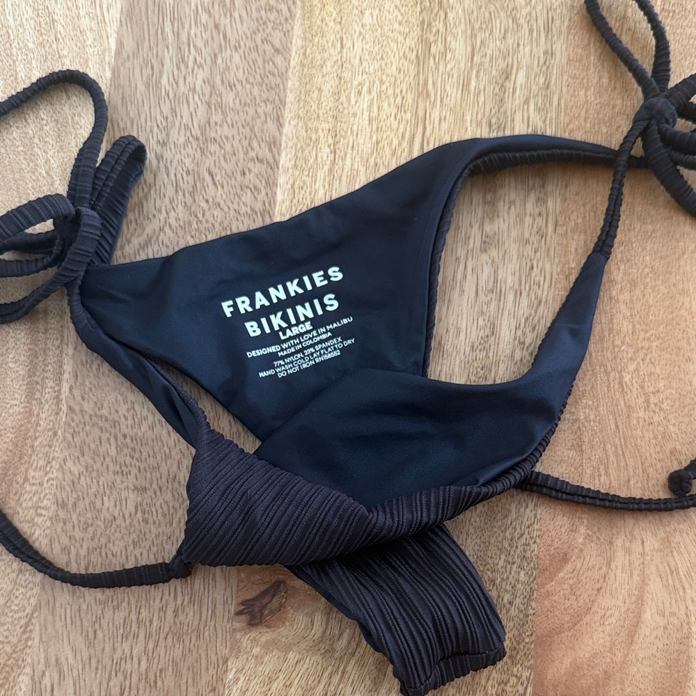 Frankie’s Bikinis Black Tie Textured Bottoms - Picture 2 of 2